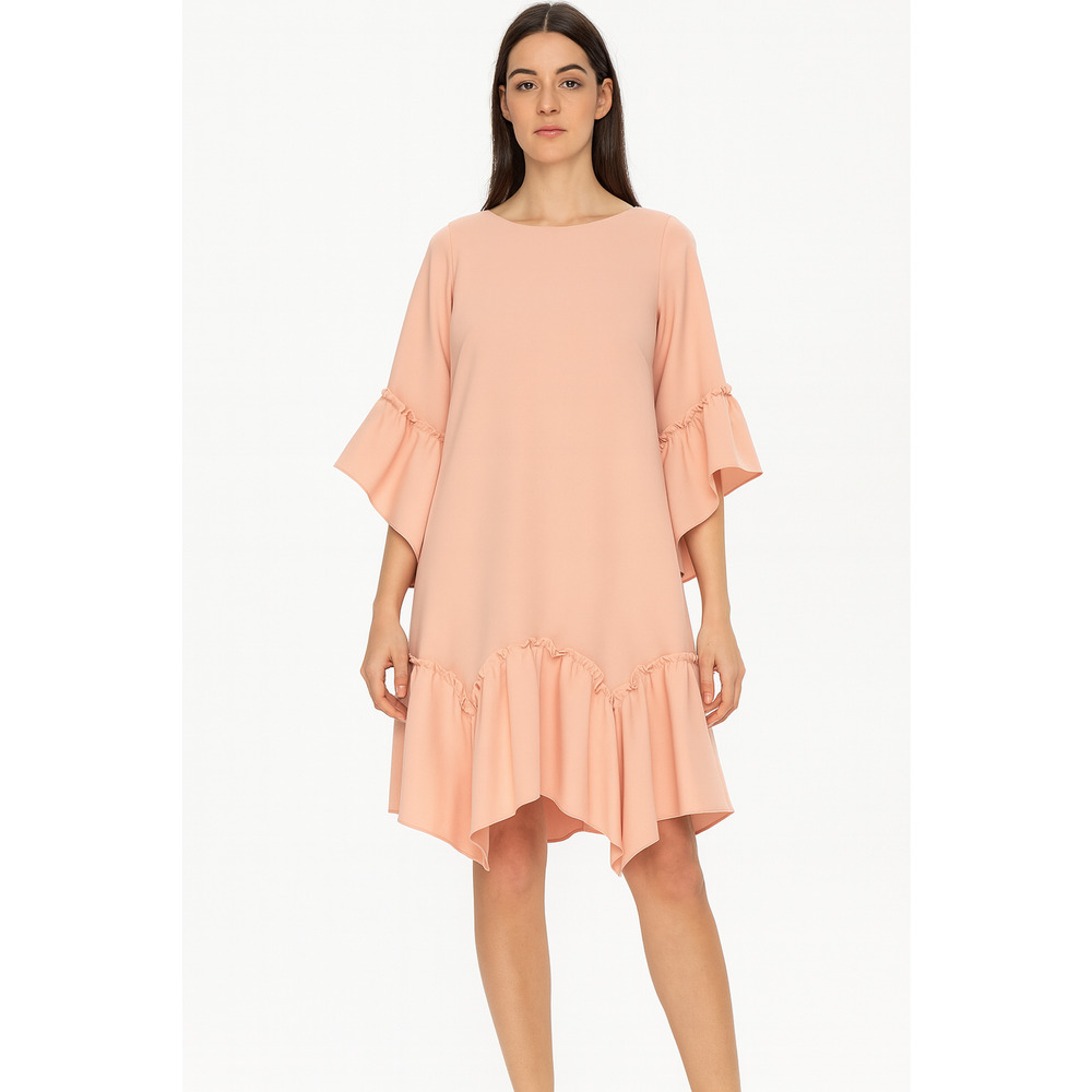 Eliza J Dress Womens 14W Pink Ruffle Hem Shift Cocktail Party Fairy Whimsy Boho